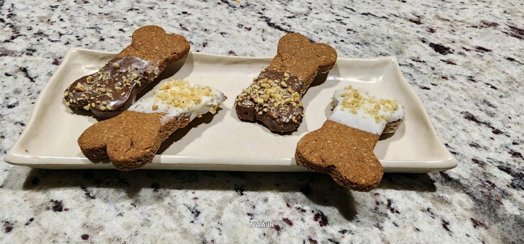 Four Freshly Baked Cookies Arranged Neatly on a White Plate